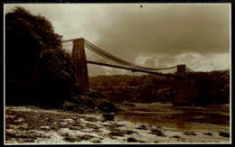 Ref 1269 - Judges Real Photo Postcard - Menai Suspension Bridge  - Caernarvonshire Wales - Caernarvonshire