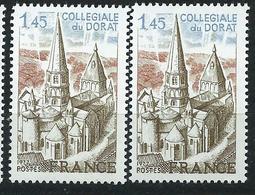 [28] Variété : N° 1937 Dorat Bistre-brun Clair + Normal ** - Unused Stamps