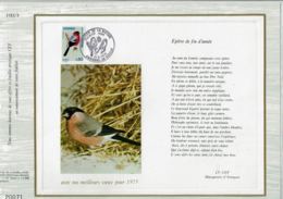1974 - Feuillet CEF Avec Les Meilleurs Vœux Pour 1975 - 1er Jour - Protection De La Nature  - Tp Du Bouvreuil N°241 - FDC