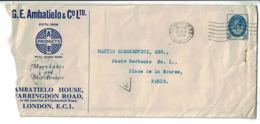 1929 - Lettre De Padddington Pour Paris - Tp Edouard VII N° 182 - Brieven En Documenten