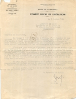 COMITE LOCAL DE LA LIBERATION  10/1945  PRESIDENT DU C.L.L.  AU SECRETAIRE DE L'U.D.S.R. - 1939-45