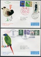 1970 Japan / USA JAL, Japan Air Lines First Flight Covers (2) Osaka / Agana Guam - Airmail