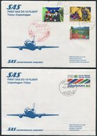 1974 Japan /Denmark SAS First Flight Covers (2) Tokyo / Copenhagen - Airmail