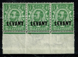 Ref 1270 - GB Stamps - KGV Marginal Strip Of 3 X 1/2d Overprint Levant MNH - SG 214 - Levante Británica