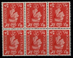 Ref 1270 - GB Stamps - GVI Inverted 2 1/2d Booklet Pane MNH - SG 507ew Cat £10+ - Ongebruikt