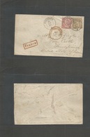 German States-N.G.Conf.. 1863 (25 Sept) Dresden - USA, Green Castle, PA. Fkd Env 1gr + 5gr Brown Perf Issue, Cds + Red F - Unclassified
