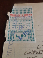 MARCA DA BOLLO ORDINE DEI MEDICI CHIRURGI DI PALERMO  LIRE 50  SOPRASTAMPATO LIRE  100 -1945 - Fiscale Zegels