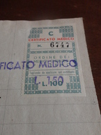 MARCA DA BOLLO ORDINE DEI MEDICI CHIRURGI DI PALERMO LIRE  100 SOPRASTAMPATO LIRE 150 + ALTRE 3 -1946 - Fiscale Zegels