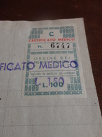 MARCA DA BOLLO ORDINE DEI MEDICI CHIRURGI DI PALERMO LIRE  100 SOPRASTAMPATO LIRE 150 + ALTRE 3 -1946 - Fiscales