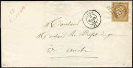 Let EMISSION DE 1849 - 1    10c. Bistre-jaune, Obl. GRILLE S. LSC, Càd T15 AUCH 9/3/51 Et Cursive 31/BARRAN En ROUGE, TT - 1849-1850 Ceres