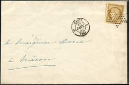 Let EMISSION DE 1849 - 1    10c. Bistre-jaune, Obl. ETOILE S. Faire-part, Càd T1330 3e PARIS 5 18/1/53, Arr. Macon, TTB - 1849-1850 Ceres