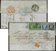 Let EMISSION DE 1849 - 2 Et 4, 15c. Vert (2) Et 25c. Bleu (2), Tous Intacts, Obl. GRILLE SANS FIN S. LAC, Càd PARIS 25/1 - 1849-1850 Ceres