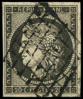 EMISSION DE 1849 - 3c   20c. GRIS NOIR, Oblitéré GRILLE, TB - 1849-1850 Cérès