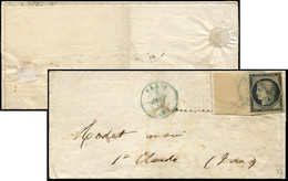 Let EMISSION DE 1849 - 3    20c. Noir Sur Jaune, Grand BORD De FEUILLE, Petite Froiss., Obl. Càd BLEU Répété à Côté PARI - 1849-1850 Ceres