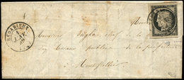 Let EMISSION DE 1849 - 3a   20c. Noir Sur Blanc, Oblitéré Càd T15 BEDARIEUX 4 JANV 49 S. LAC, TTB, Certif. Calves - 1849-1850 Ceres