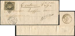 Let EMISSION DE 1849 - 3i   20c. GRIS, Petite Fente, Obl. GRILLE S. LAC, Càd PAMIERS 11/11/49, Frappes TTB, Cote Maury - 1849-1850 Ceres