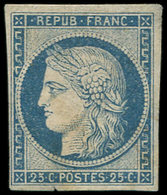 (*) EMISSION DE 1849 - 4    25c. Bleu, Pelurage, B/TB. C - 1849-1850 Ceres