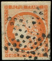 EMISSION DE 1849 - 5    40c. Orange, Très Bien Margé, Obl. ETOILE, TTB - 1849-1850 Ceres