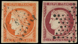 EMISSION DE 1849 - 5 Et 6, 40c. Orange Et 1f. Carmin Obl. PC Et ETOILE, TTB - 1849-1850 Cérès