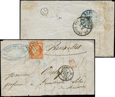 Let EMISSION DE 1849 - 5    40c. Orange, Obl. GRILLE SANS FIN S. LAC Incomplète, Càd PARIS 26/10/52, Arr. BRUXELLES Le 2 - 1849-1850 Cérès