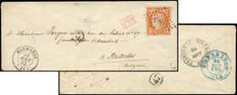 Let EMISSION DE 1849 - 5d   40c. Orange, 4 RETOUCHE, Obl. PC 1885 S. Env., Càd T15 MARMANDE 24/8/52, Arr. BRUXELLES, Sup - 1849-1850 Cérès