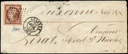 Let EMISSION DE 1849 - 6b    1f. Carmin Foncé, Obl. PC 199 S. Env., Càd T15 AUXERRE 25/7/53, TTB - 1849-1850 Cérès