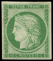 * EMISSION DE 1849 - R2e  15c. Vert, REIMPRESSION, TB - 1849-1850 Ceres