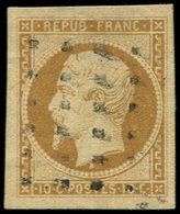 PRESIDENCE - 9    10c. Bistre-jaune, Obl. GROS POINTS, Inf. Pelurage Mais Marges énormes, Aspect Superbe - 1852 Luis-Napoléon