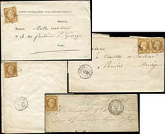 Let PRESIDENCE - 9    10c. Bistre, 3 Unités Et Une Paire Obl. S. 4 Lettres, Nuances Diverses, Timbres Défx, B - 1852 Luis-Napoléon