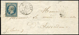 Let EMPIRE NON DENTELE - 15   25c. Bleu, Obl. PC 2962 S. LAC, Càd T15 ST AIGNAN 21/5/54, Superbe - 1853-1860 Napoleon III