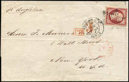 Let EMPIRE NON DENTELE - 17A  80c. Carmin, Obl. ETOILE R. D'Enghien 1/11/57 S. LSC, Arr. NEW-YORK, TB - 1853-1860 Napoléon III