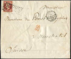 Let EMPIRE NON DENTELE - 17A  80c. Carmin, Obl. GROS POINTS S. Env., Càd PARIS 24/4/56, Arr. NEUCHATEL,  TB - 1853-1860 Napoleon III