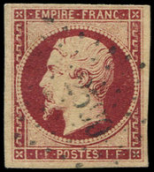 EMPIRE NON DENTELE - 18a   1f. Carmin Foncé, Obl. PC Léger, Très Belles Marges, TTB. C - 1853-1860 Napoleone III