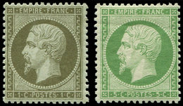 * EMPIRE DENTELE - 19 Et 20, 1c. Olive Et 5c. Vert, TB - 1862 Napoleon III