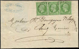 Let EMPIRE DENTELE - 20    5c. Vert, BANDE De 3 Obl. Càd T24 St MAURICE-S-MOSELLE 29/11/71 S. LAC Locale, TB - 1862 Napoleone III