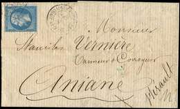 Let EMPIRE DENTELE - 22   20c. Bleu, Obl. GRILLE S. LAC, Càd CORPS EXP. D'ITALIE 2e DIVISION 3/9/64, Arr. ANIANE 7/9, TB - 1862 Napoleone III