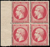 ** EMPIRE DENTELE - 24   80c. Rose, BLOC De 4 Bdf, Les 2 Ex. Bdf Sont *, Frais Et TB. J - 1862 Napoléon III.