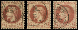 EMPIRE LAURE - 26A   2c. Brun-rouge, T I, 3 Nuances Obl. Càd, TB - 1863-1870 Napoleon III Gelauwerd