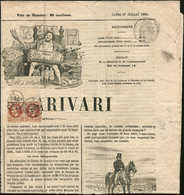 Let EMPIRE LAURE - 26A   2c. Brun-rouge, T I, PAIRE Obl. Càd PARIS 28/7/63 Sur Fragt De Bande Et Journal LE CHARIVARI Du - 1863-1870 Napoleon III With Laurels