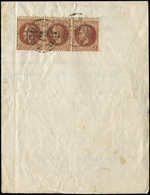 Let EMPIRE LAURE - 26A   2c. Brun-rouge, T I, BANDE De 3 Obl. Pl. De La Bourse 8/5/67 Sur Imprimé Sans Bande Pour L'Ital - 1863-1870 Napoleon III With Laurels