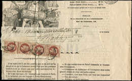 Let EMPIRE LAURE - 26A   2c. Brun-rouge, T I, 2 PAIRES Obl. Càd PARIS 28/8/63 Sur Fragt De Bande Et Journal LE CHARIVARI - 1863-1870 Napoleone III Con Gli Allori