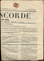 Let EMPIRE LAURE - 26Ab  2c. Brun-rouge, T I, BOULE BLANCHE SOUS LE COU, Obl. VERSAILLES 25/6/68 Sur Journal LA CONCORDE - 1863-1870 Napoleone III Con Gli Allori