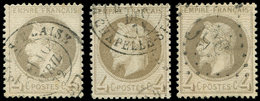 EMPIRE LAURE - 27B   4c. Gris, T II, 3 Nuances Obl., TB - 1863-1870 Napoleon III With Laurels