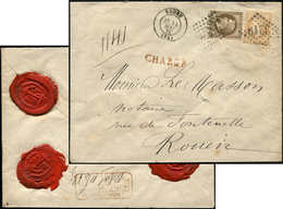 Let EMPIRE LAURE - 28B Et 30 Obl. GC 3219 S. Env. CHARGE, Càd ROUEN 14/5/76, TB - 1863-1870 Napoleon III With Laurels