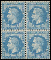 * EMPIRE LAURE - 29B  20c. Bleu, T II BLOC De 4 Très Bien Centré, Ch. Légère Quasiment Invisible S. Paire Inf., TTB - 1863-1870 Napoléon III Con Laureles