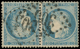 SIEGE DE PARIS - T37c 20c. Bleu, TETE-BECHE, Obl. GC 305 (double Frappe), TB. C - 1870 Belagerung Von Paris