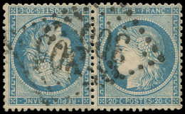 SIEGE DE PARIS - T37c 20c. Bleu, TETE-BECHE, Obl. GC 305 (double Frappe), TB. C - 1870 Siege Of Paris