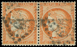 SIEGE DE PARIS - 38f  40c. Orange, PAIRE De 4 RETOUCHES, Obl., RR, TB. C - 1870 Siege Of Paris