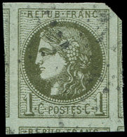 EMISSION DE BORDEAUX - 39A   1c. Olive, 5 VOISINS, Obl. Légère, Superbe. C - 1870 Ausgabe Bordeaux