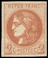 ** EMISSION DE BORDEAUX - 40B   2c. Brun-rouge, R II, TB. C - 1870 Bordeaux Printing